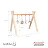 Wooden baby gym | Solid wooden play arch teepee shape with flower and rainbow hangers  - natural