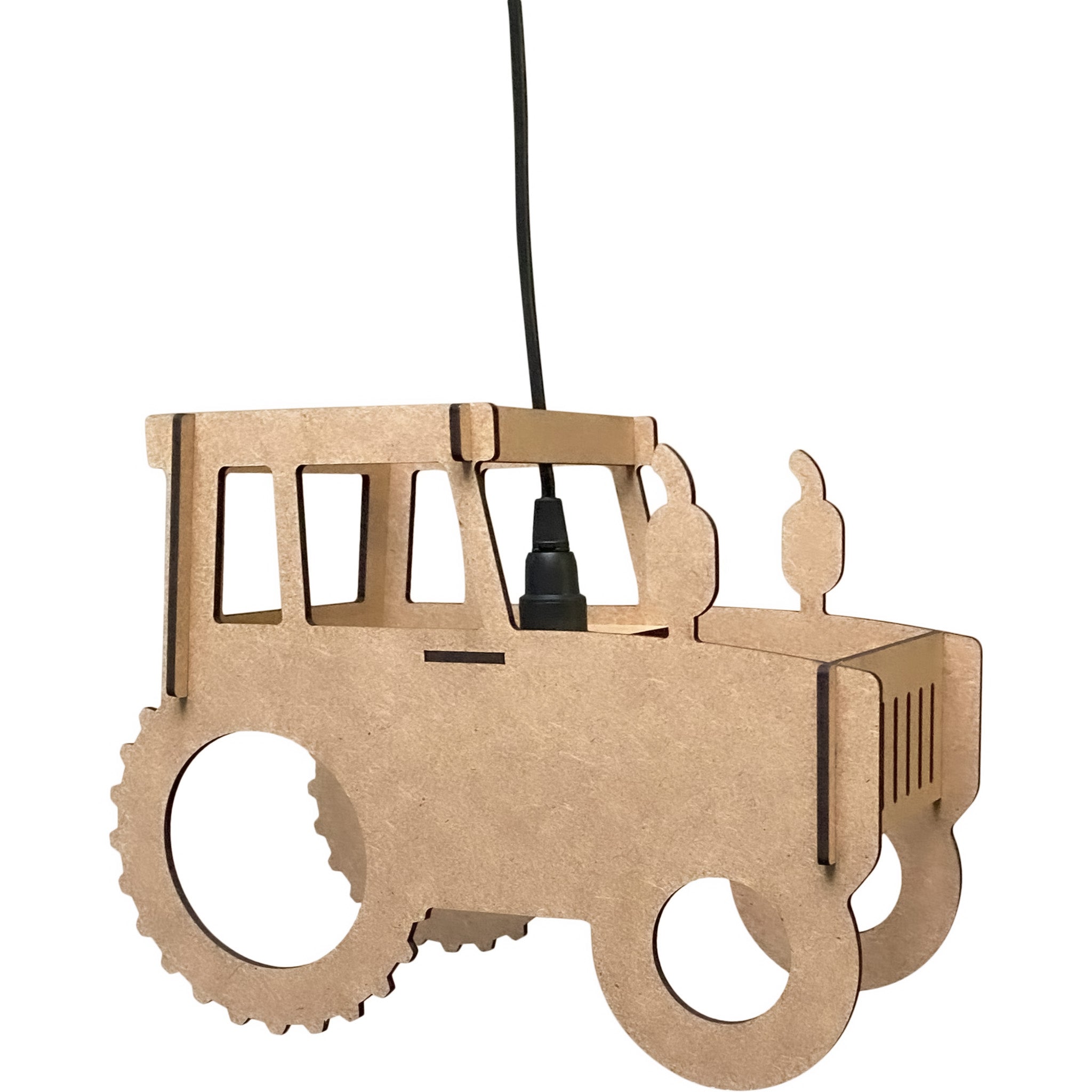 Wooden pendant lamp children's room mdf | Tractor - natural