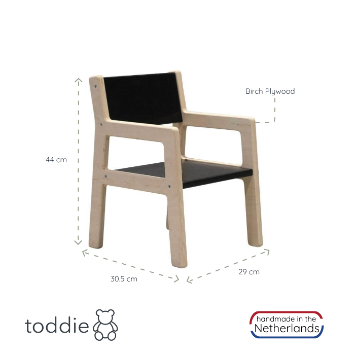 Wooden children’s chair 1-4 years - black
