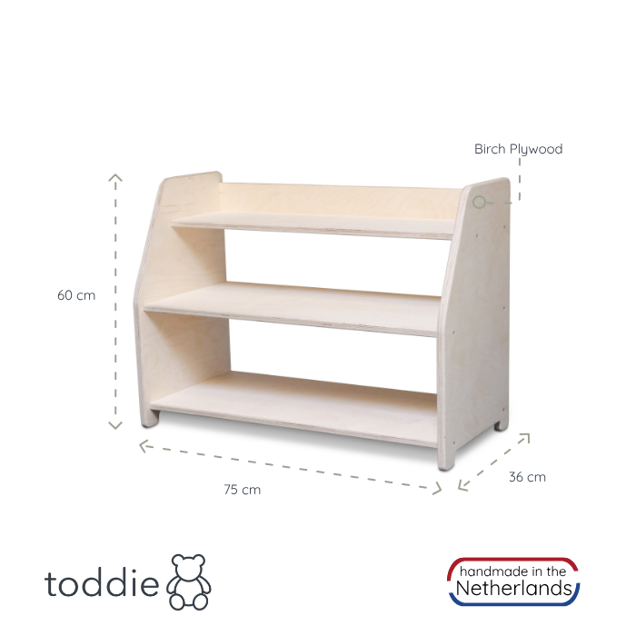 Montessori play furniture | Children's storage furniture 3 shelves - natural