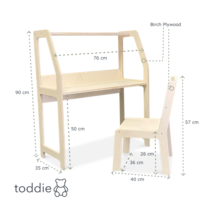 Montessori wooden desk children's room 2-7 years | With chair - natural