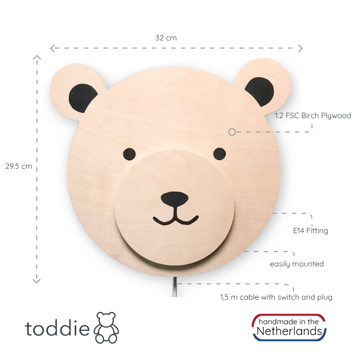 Wooden wall lamp children's room | Teddy - natural