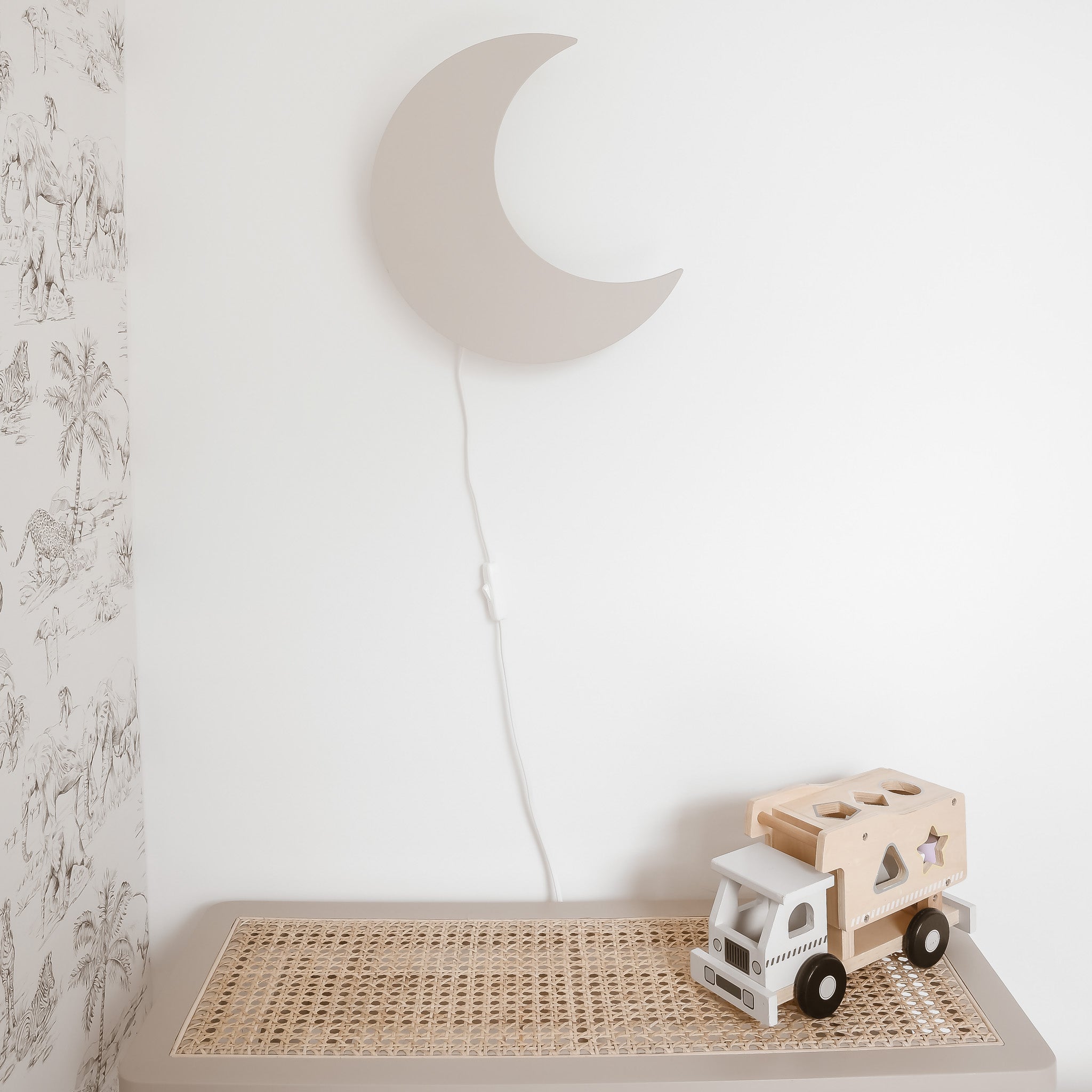 Wooden wall lamp children's room | Moon - beige