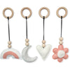 Baby gym hangers with a flower - felt and wooden beads - toddie.com
