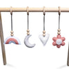 Wooden baby gym, with flower and rainbow - toddie.com