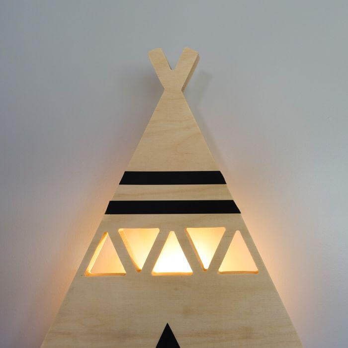 Wooden children’s room wall lamp | Teepee tent - toddie.com