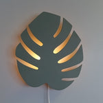 Wooden wall lamp children's room | Monstera leaf - green