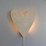 Wooden wall lamp children’s room | Heart - natural