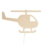 Wooden wall lamp children's room | Helicopter - natural