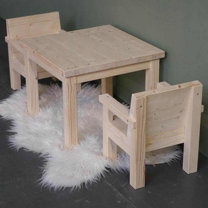 Little wooden children’s furniture set, 1-3 years | Kiddo | table + 2 chairs - toddie.com