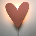 Wooden wall lamp children's room | Heart - terra pink