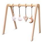 Wooden baby gym | Solid wooden play arch with nature hangers - natural