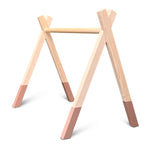 Wooden baby gym | Solid wooden play arch teepee shape (without hangers) - terra pink