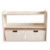 Montessori open toy cabinet + rolling storage bins | Bookshelf 2 shelves - natural