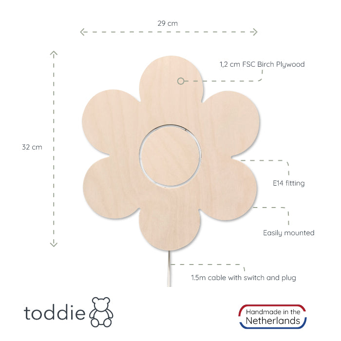 Wooden children’s room wall lamp | Flower - toddie.com