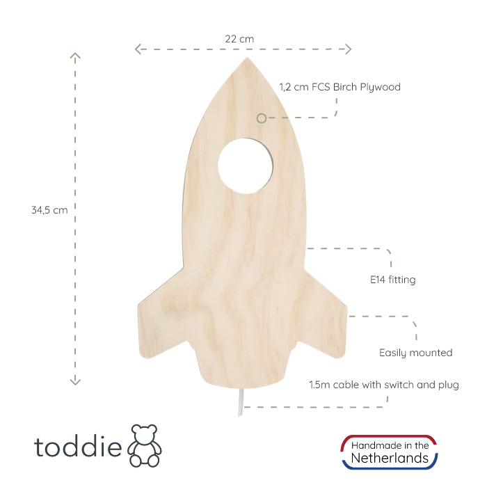 Wooden children’s room wall lamp | Rocket - toddie.com