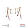 Załaduj obraz do przeglądarki galerii, Wooden baby gym | Solid wooden play arch tipi shape with nature hangers - Terra pink