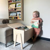 Montessori opbevaringsboks børneværelse | Bogkasse i træ med klap - natur