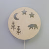 Wooden wall lamp children's room | Forest animals - natural