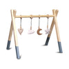 Wooden baby gym | Solid wooden play arch tipi shape with natural hangers - Denim drift