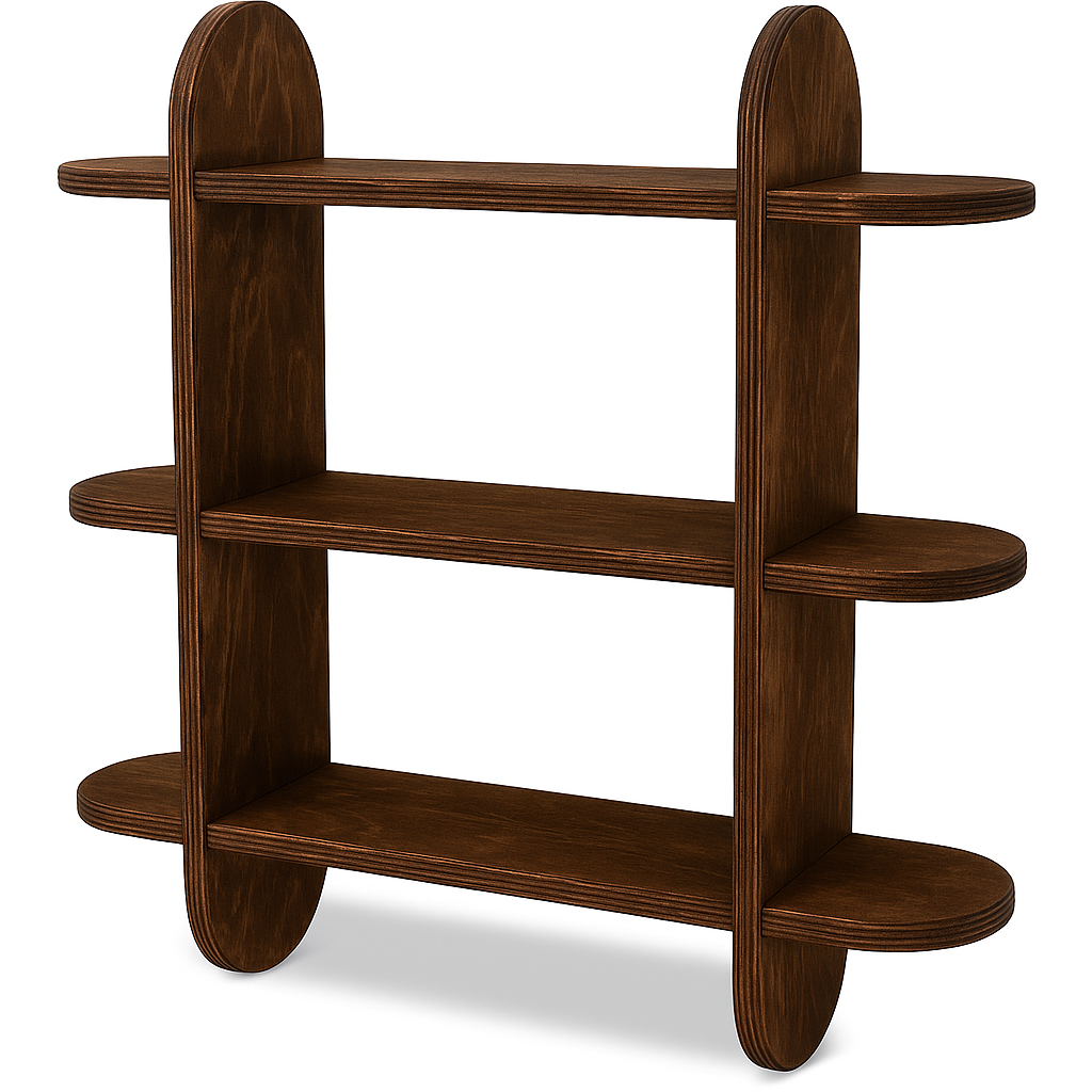 Armoire murale ronde Montessori pour chambre d'enfant | Armoire à compartiments 3 étagères - naturel