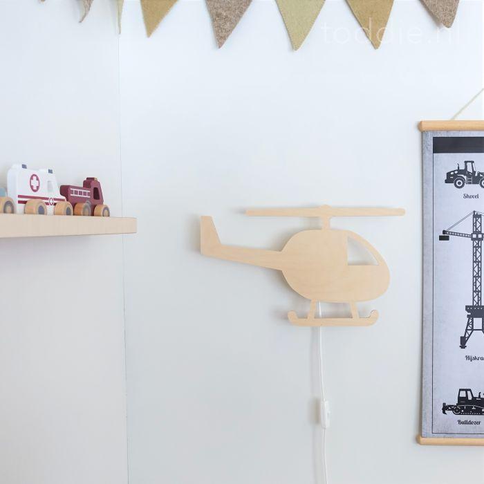 Wooden wall lamp children's room | Helicopter - natural