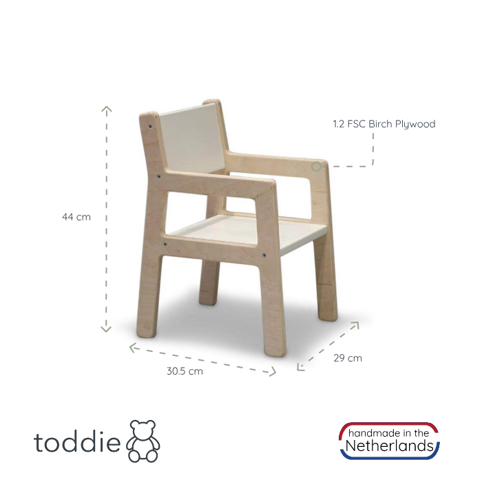 Mueble infantil de madera, 1-3 años | Blanco | mesa + 2 sillas