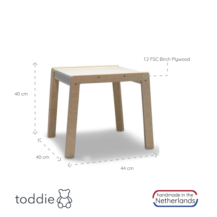 Mały drewniany zestaw mebli dziecięcych, 1-3 lata | Biały | stół + 2 krzesła