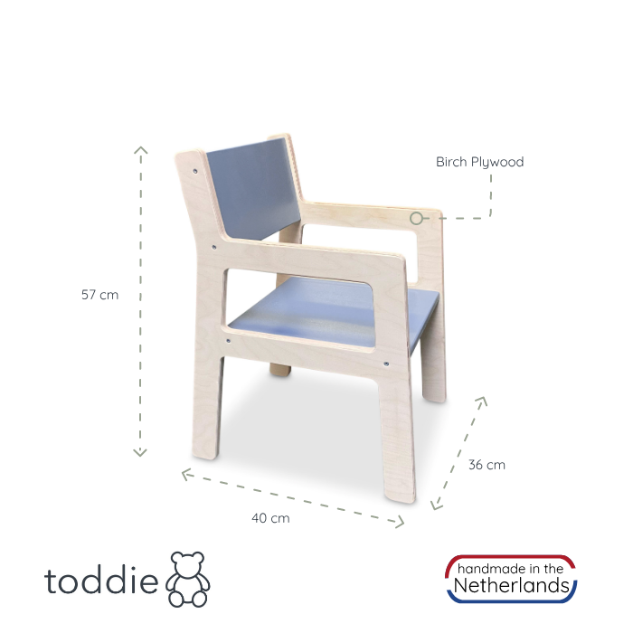 Wooden children’s chair 4-7 years | Toddler seat - denim drift