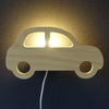Wooden children’s room wall lamp | Car - natural