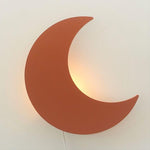 Wooden wall lamp children's room | Moon - brick red