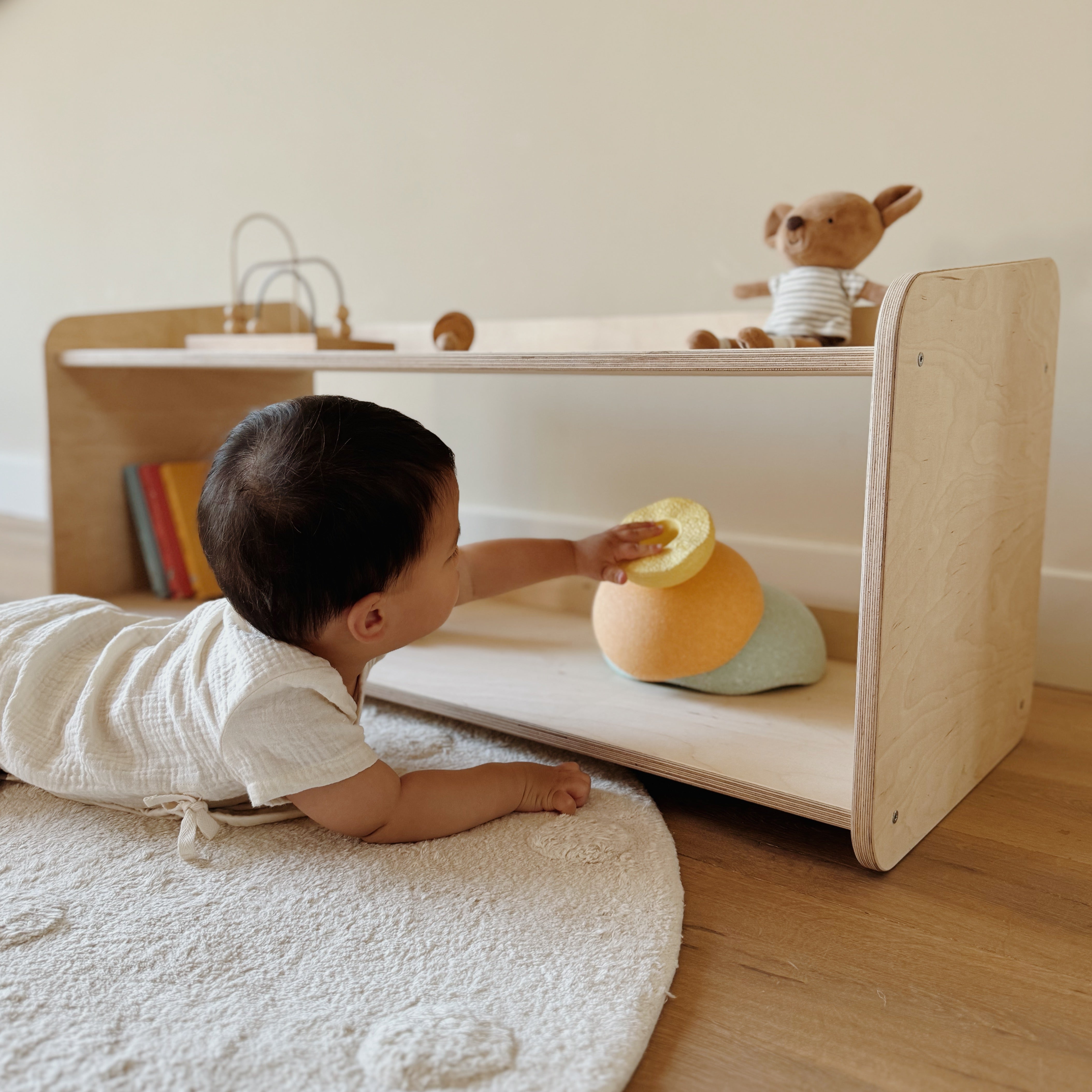 Montessori toy cabinet | Bookshelf 2 shelves - natural