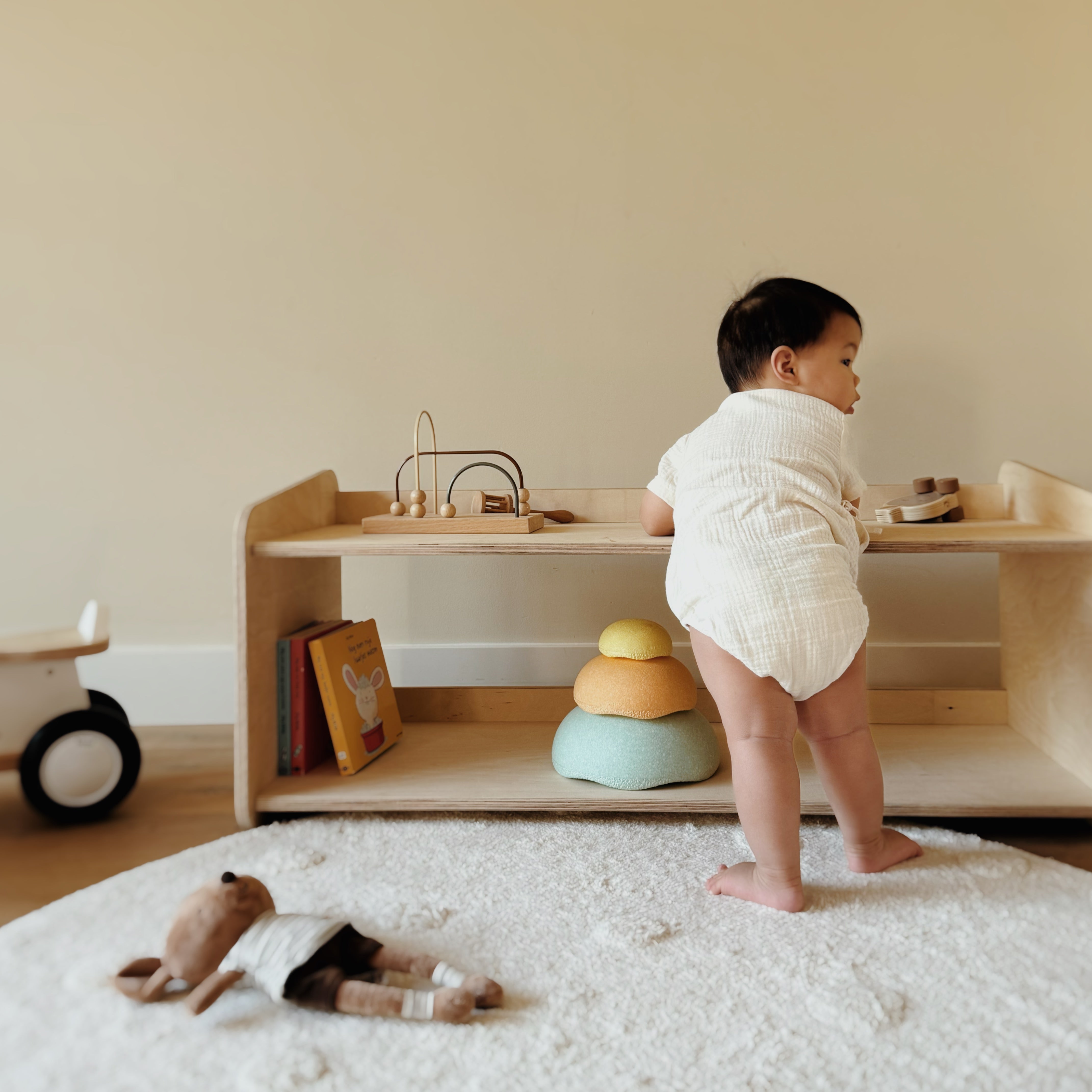 Montessori toy cabinet | Bookshelf 2 shelves - natural