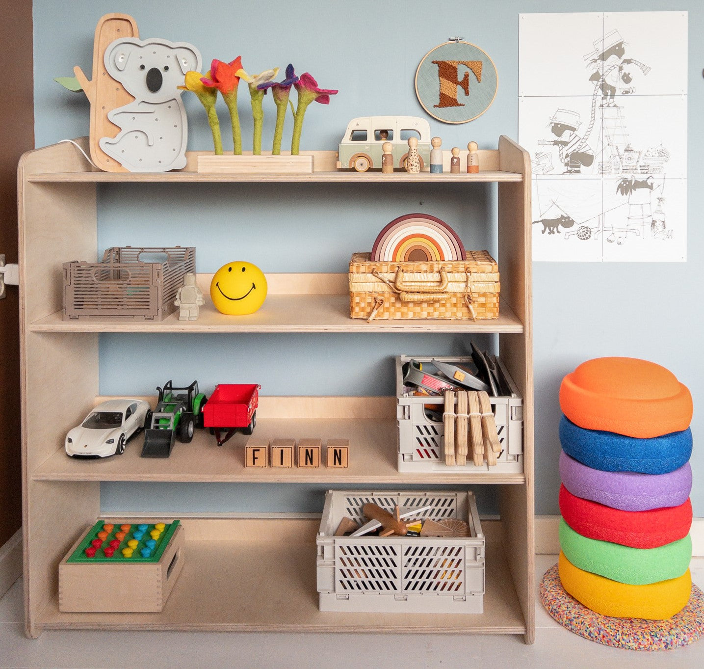 Montessori toy cabinet | Bookshelf 4 shelves - natural