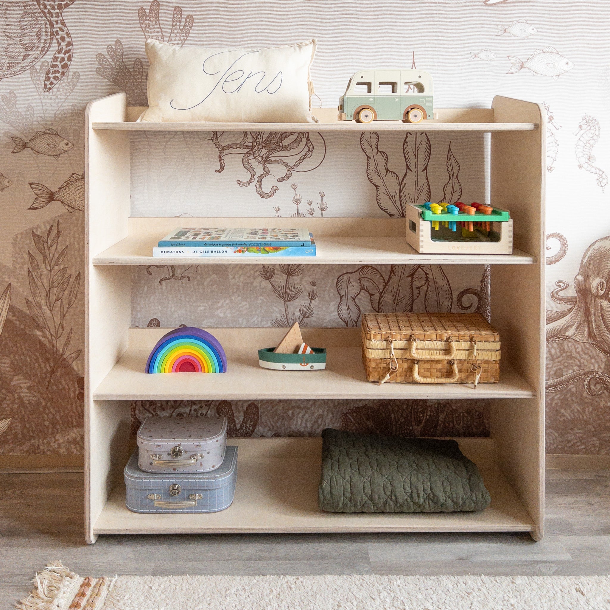 Montessori toy cabinet | Bookshelf 4 shelves - natural