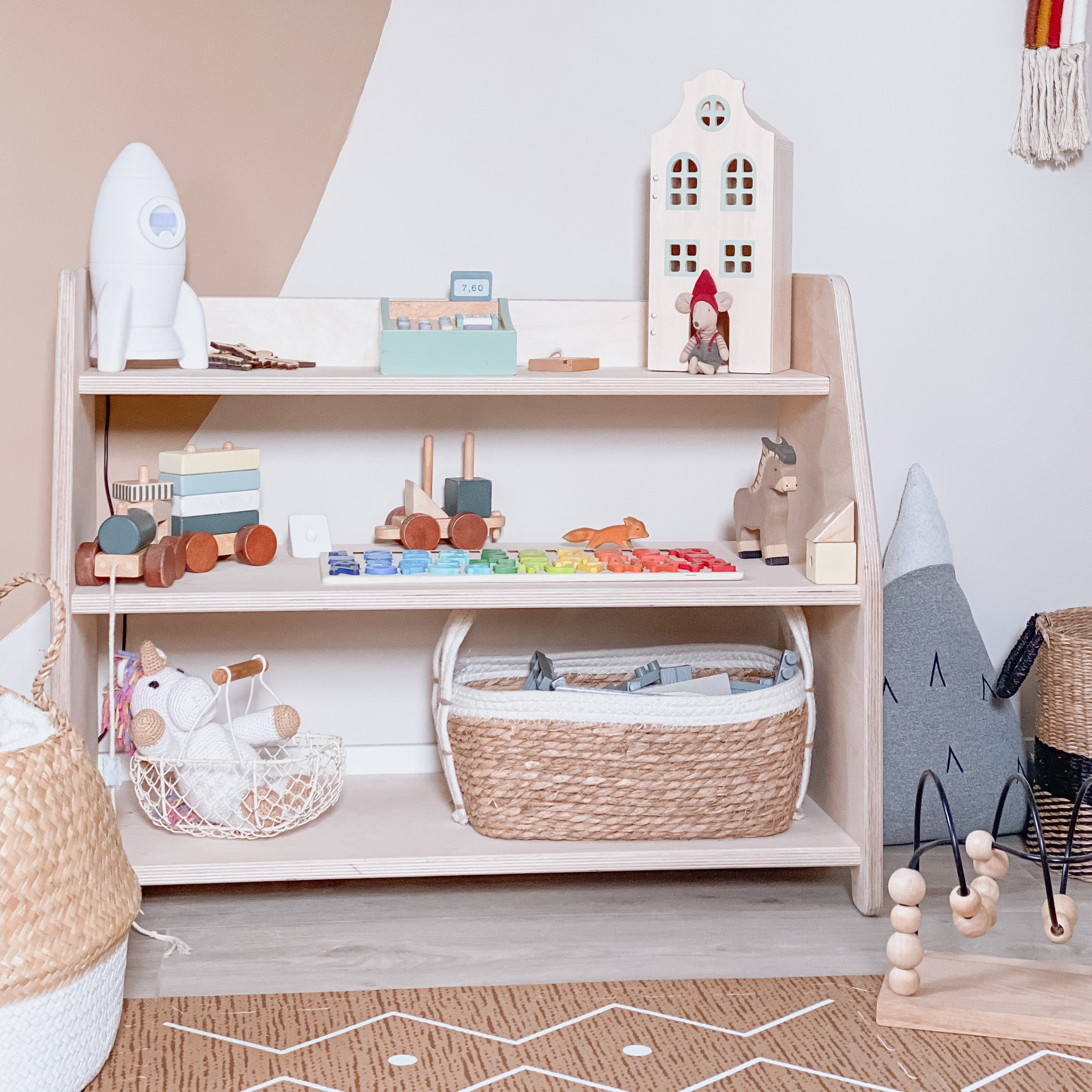Montessori play furniture | Children's storage furniture - natural
