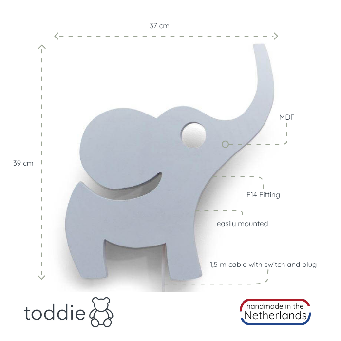 Aplique de madera para habitación infantil | Elefante