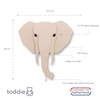 Aplique de madera para habitación infantil | Elefante 3D, madera contrachapada
