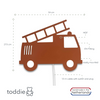 Aplique de madera para habitación infantil | Camión de bomberos, rojo ladrillo
