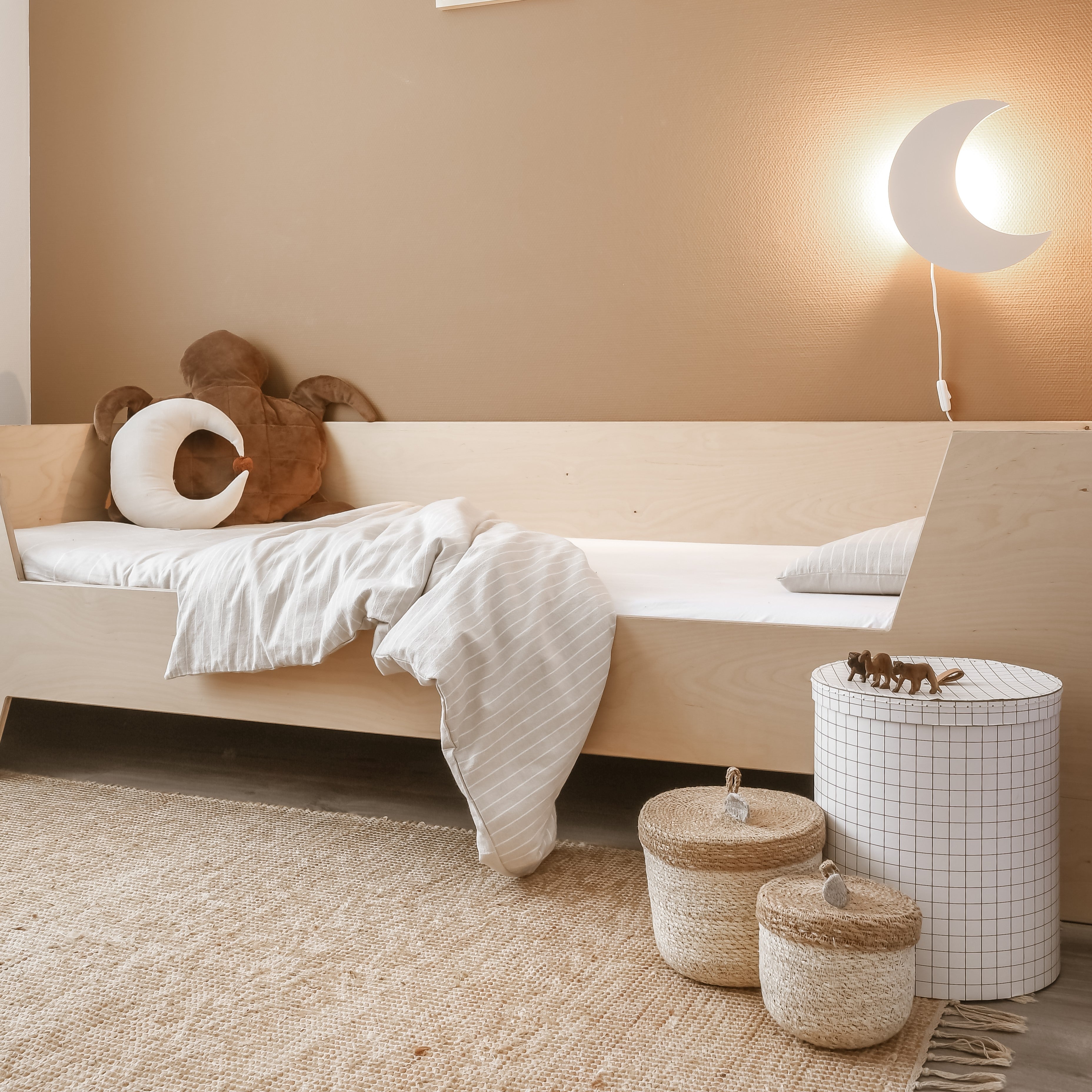 Applique en bois pour chambre d'enfant | Lune - naturel
