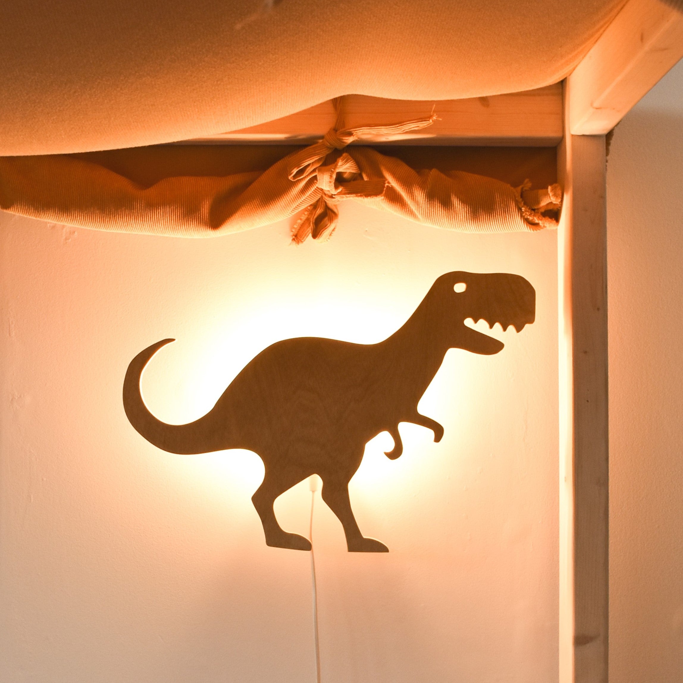 Wooden wall lamp children's room | Tyrannosaurus - natural