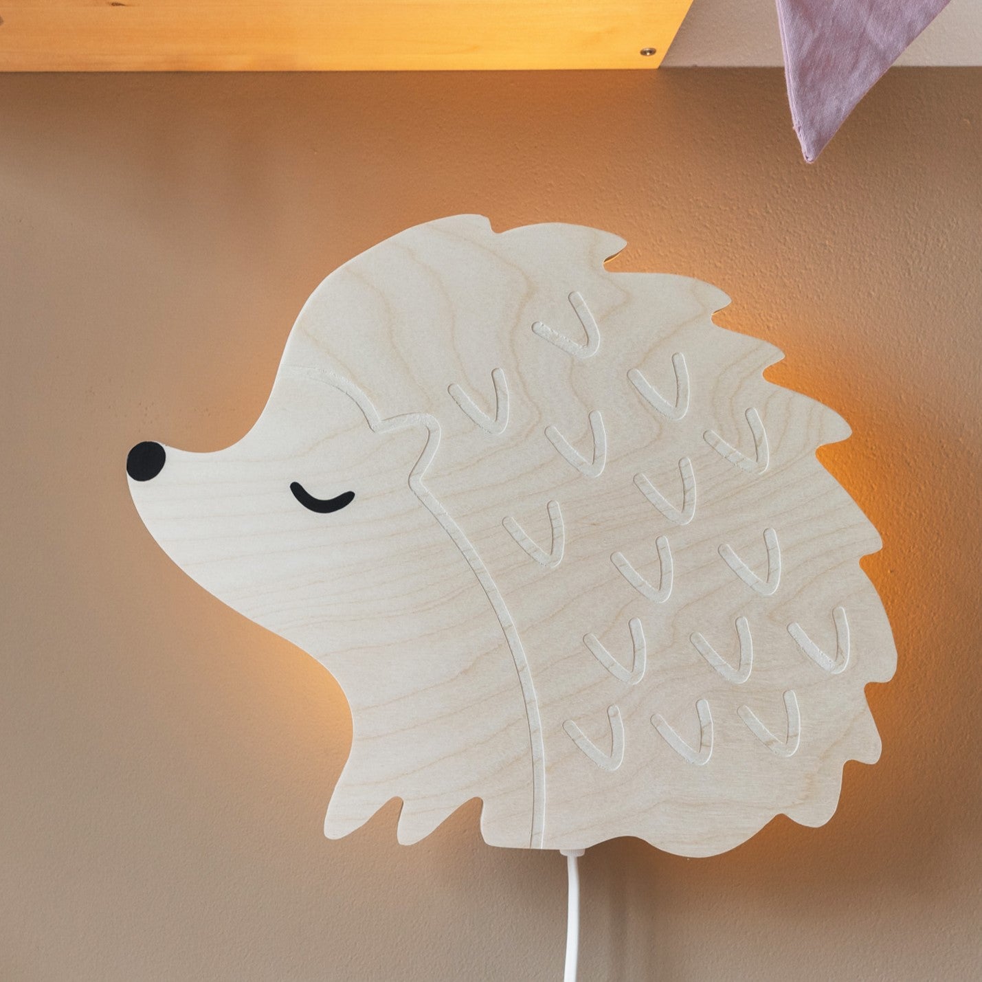 Wooden wall lamp children's room | Hedgehog - natural