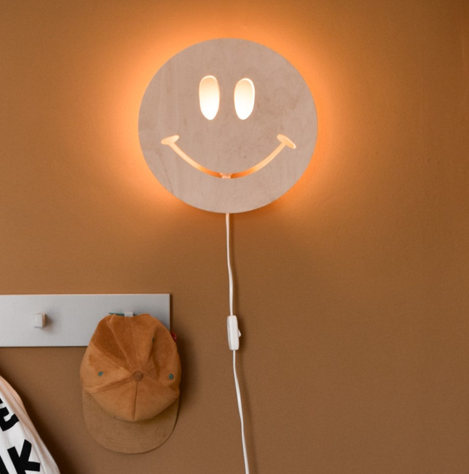 Wooden wall lamp children's room | Smiley - natural