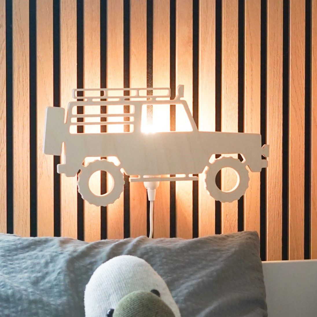 Wooden wall lamp children's room | 4x4 Jeep - natural
