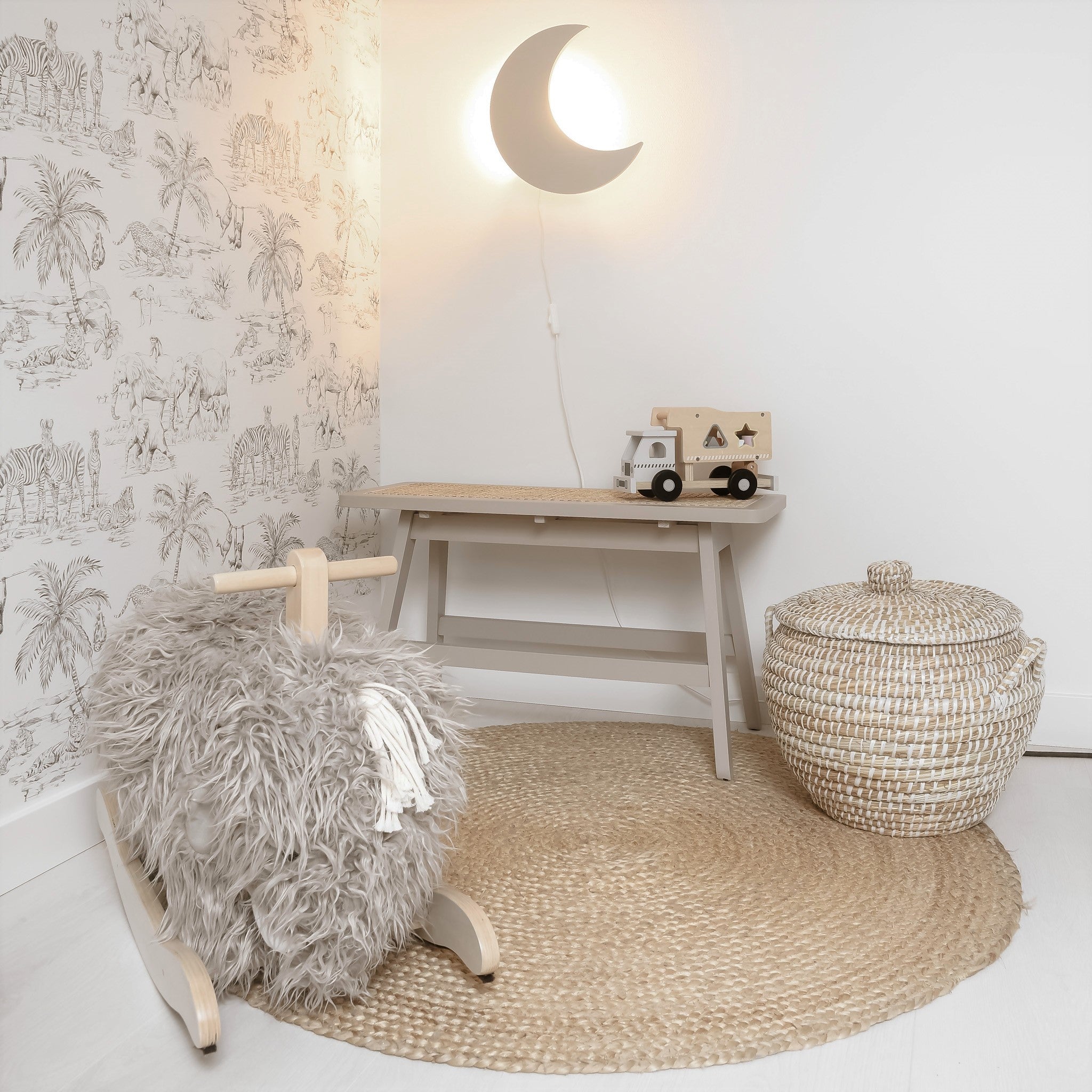 Wooden wall lamp children's room | Moon - beige