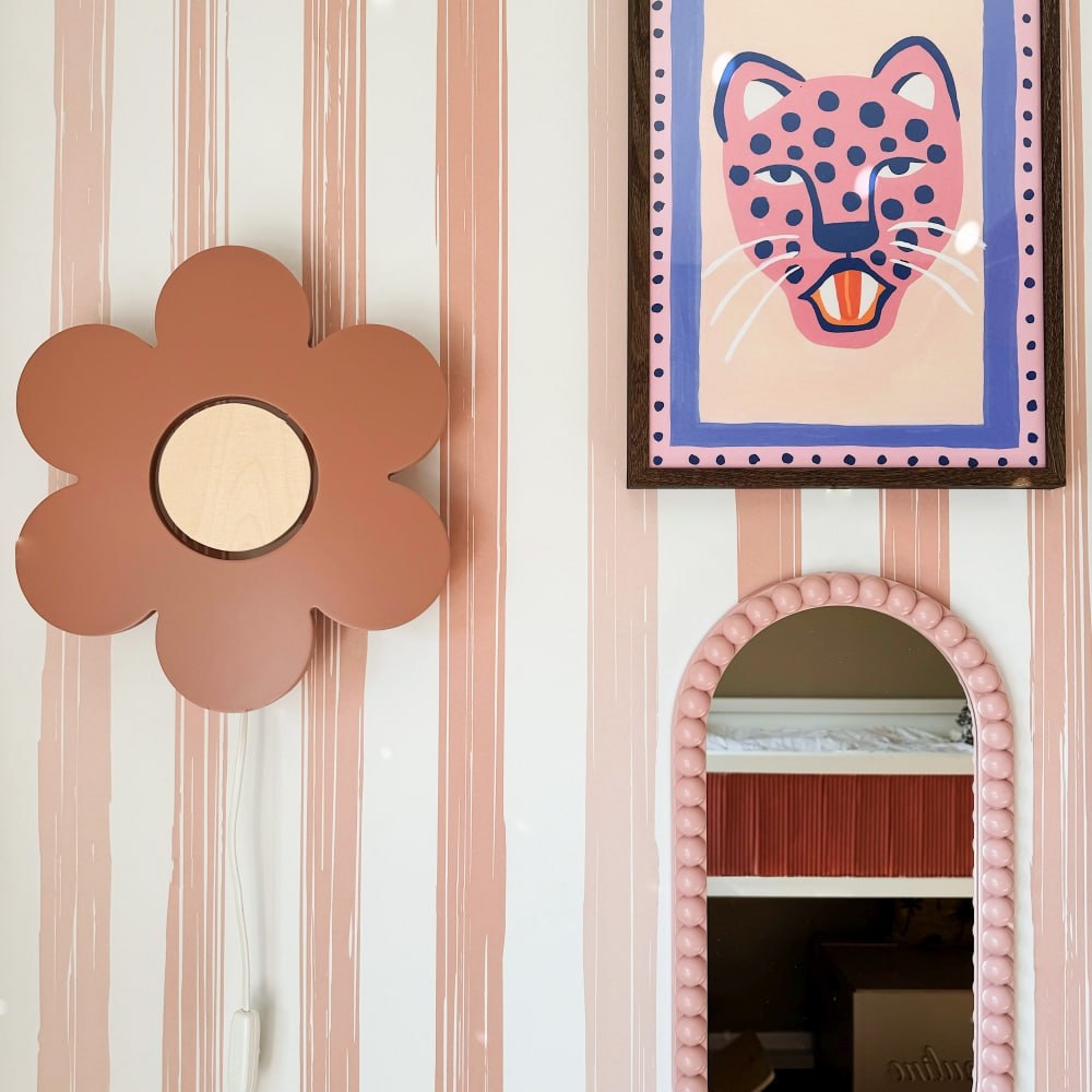 Wooden wall lamp children's room | Flower - terra pink