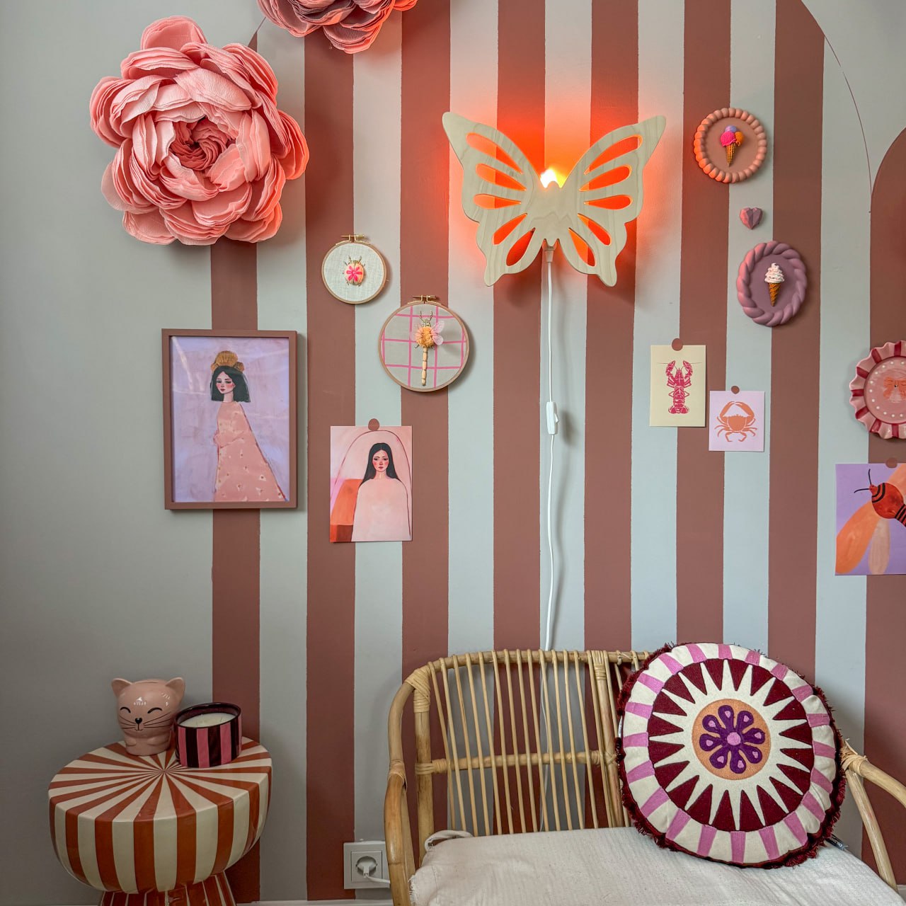 Wooden wall lamp children's room | Butterfly - natural