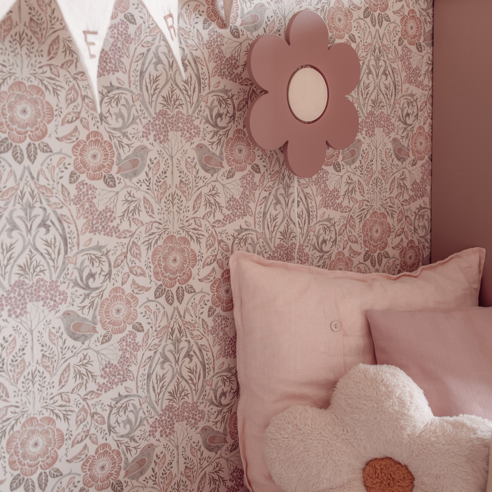 Wooden wall lamp children's room | Flower - Terra pink