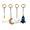Baby gym hangers, space - felt and wooden beads - toddie.com