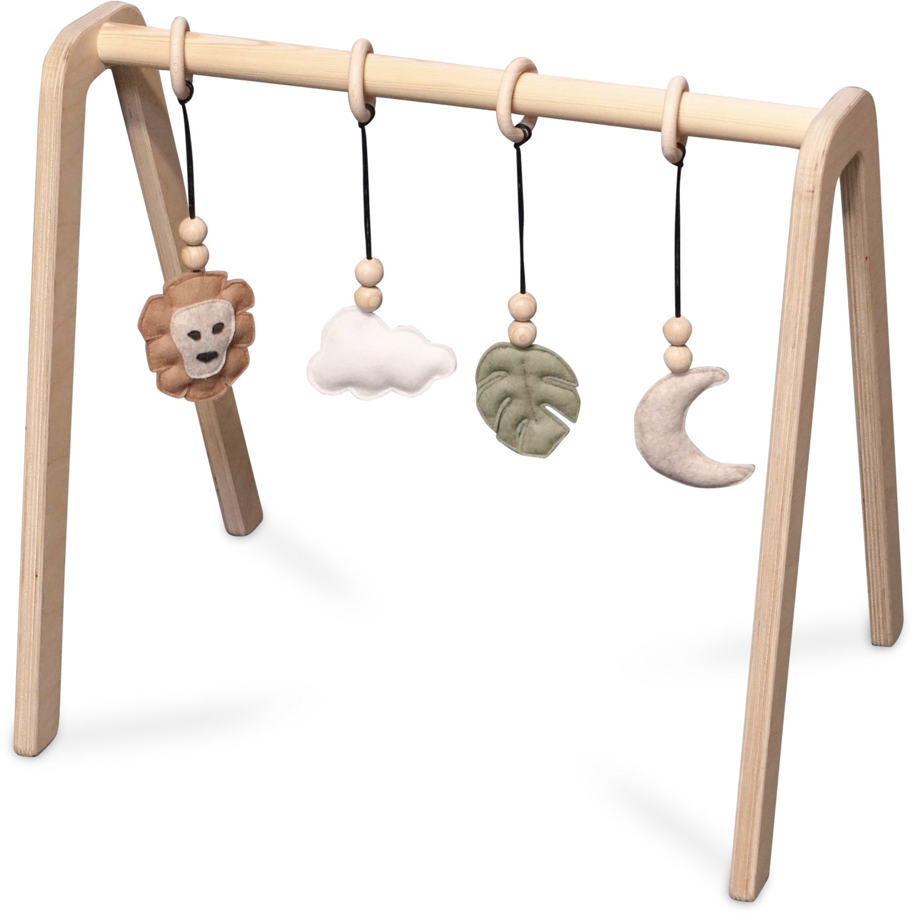 Baby gym hangers, jungle - felt and wooden beads - toddie.com